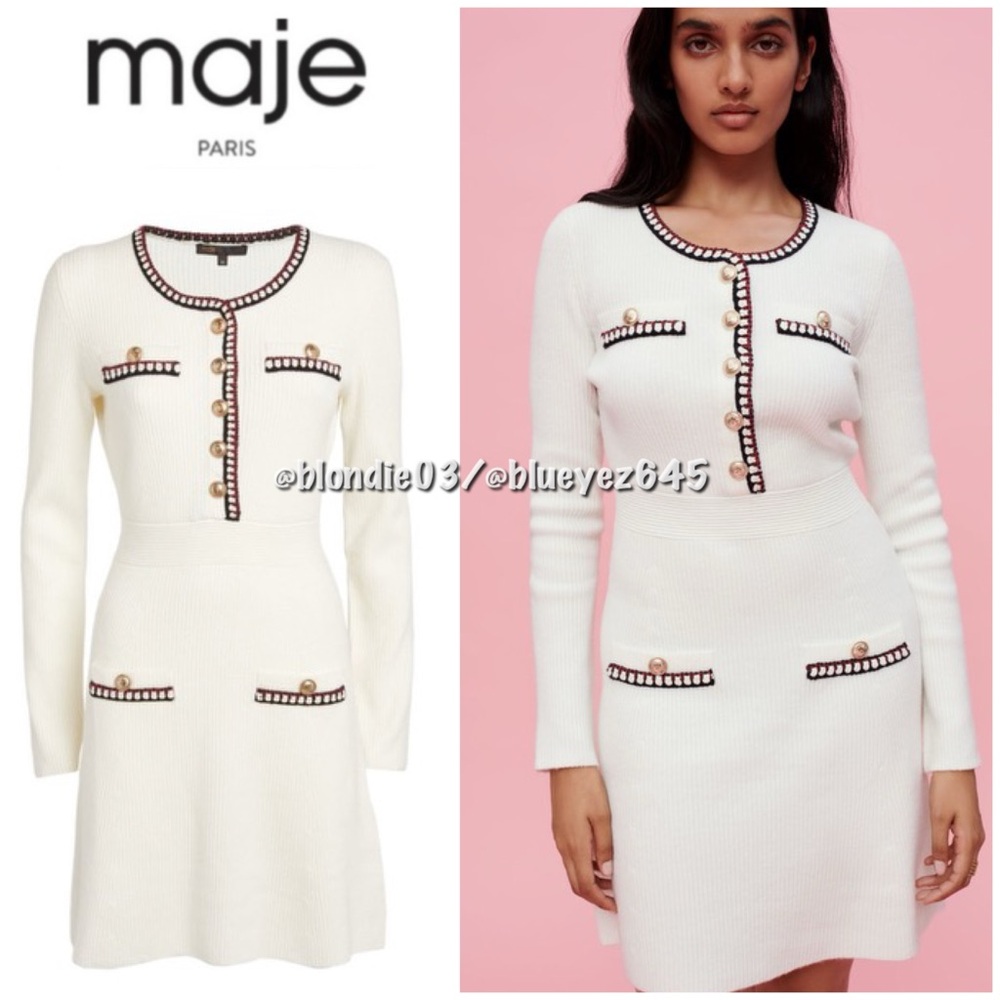 Maje “Robellow” dress in ecru 36/US4